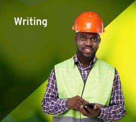 Construction worker learning to improve his writing skills